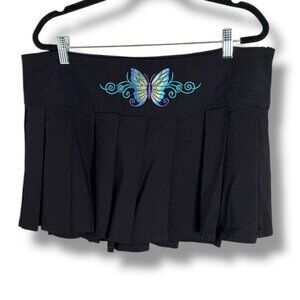 Dolls Kill Current Mood Pleated Black Mini Skirt Rave 2000s Size XXL